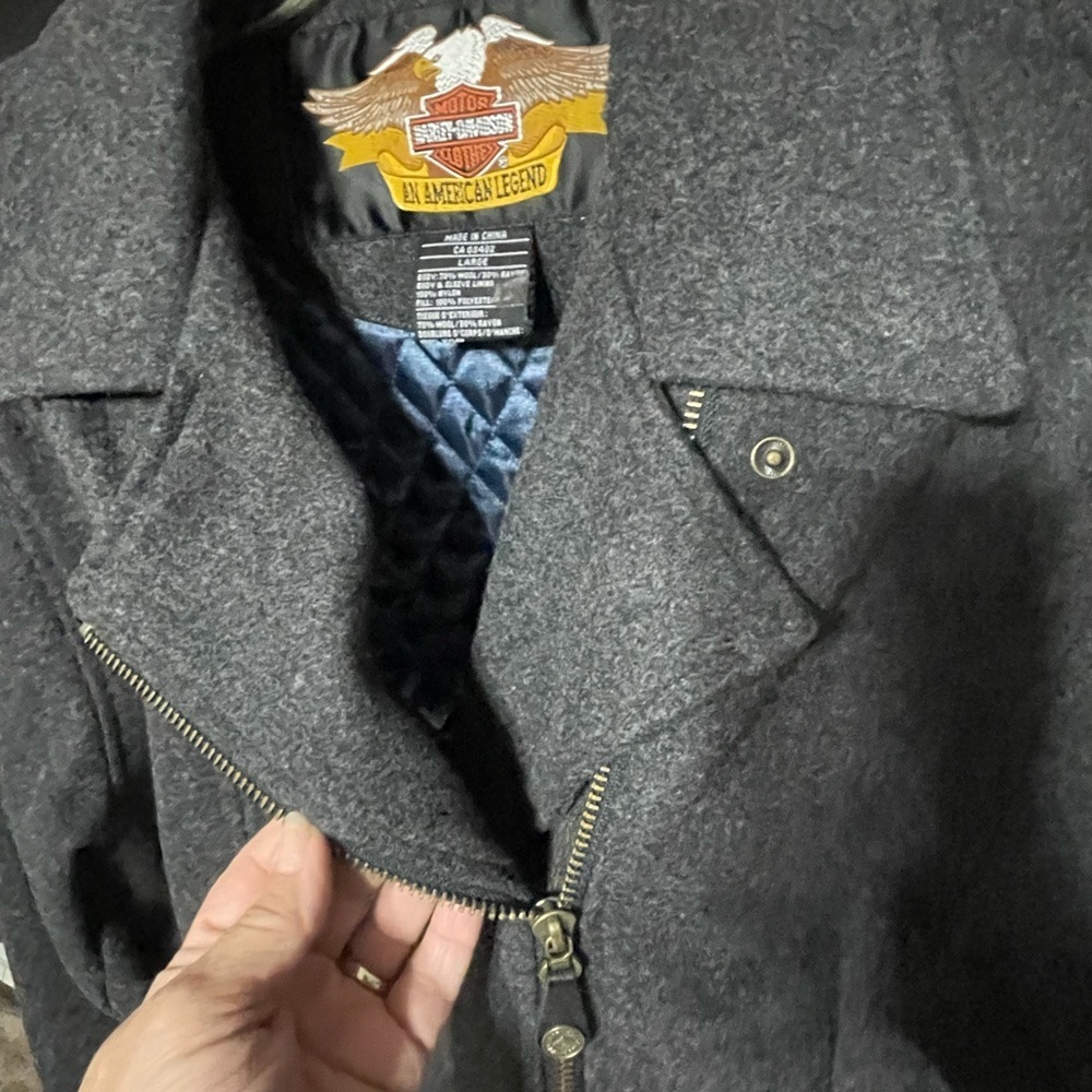 HARLEY DAVIDSON GREY  WOOL/RAYON BLEND COAT - Picture 9 of 12